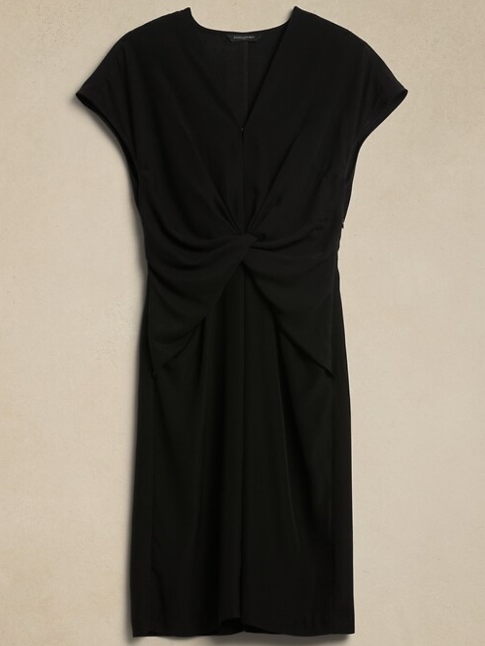 Banana Republic Black Twist-Front V-Neck Knee-Length Dress NWT Size 2